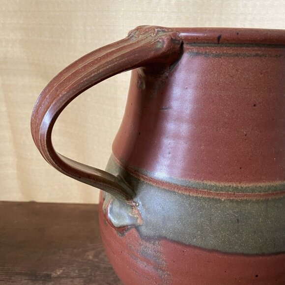 Robert Crystal Vermont Signed Studio Art Pottery Pitcher Brown Glazed Stoneware - Picture 9 of 16